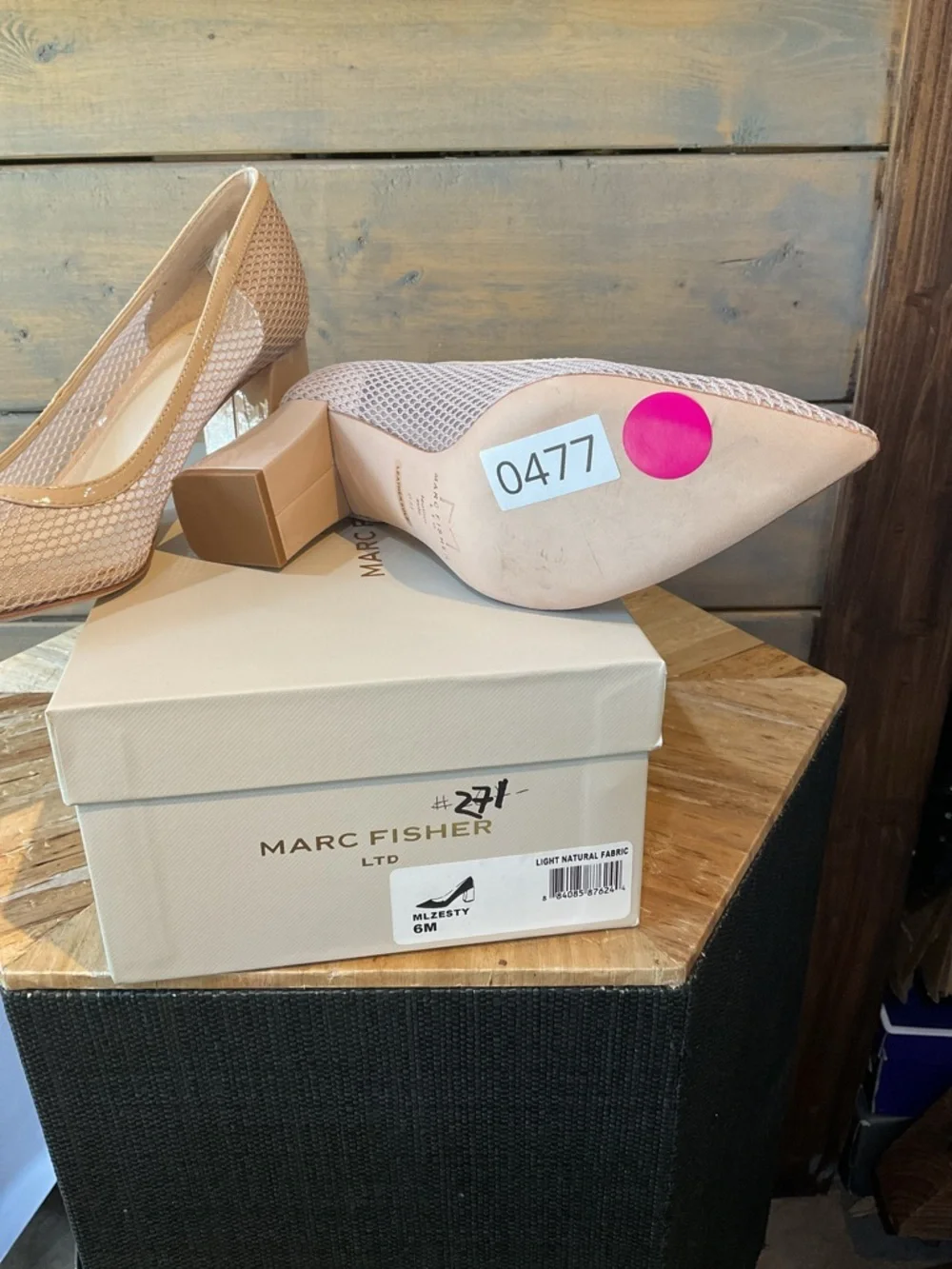 Marc Fisher Blush Mesh Pointed Block Heel Pumps - Picture 3 of 3
